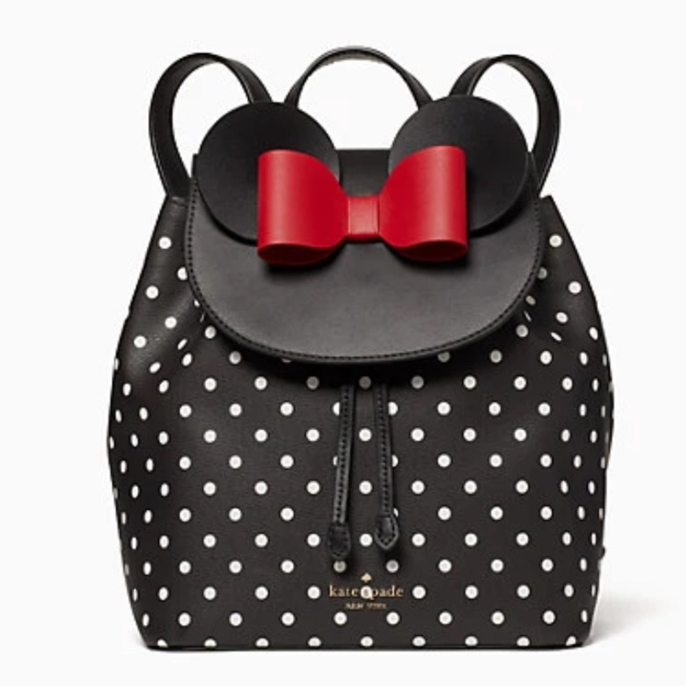 NWT Kate Spade Disney X Minnie Mouse Polka Dot Backpack black white Holiday - Picture 1 of 7